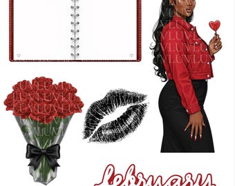 Digital Stickers| Womanish Valentine| Fashion Girl Precropped Goodnotes Stickers