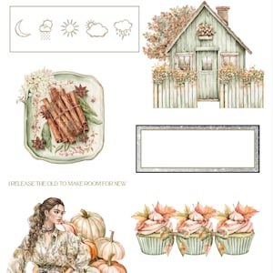 Herbst Cottage Digitale Aufkleber | Saisonale Aufkleber | Precropierte Goodnotessticker