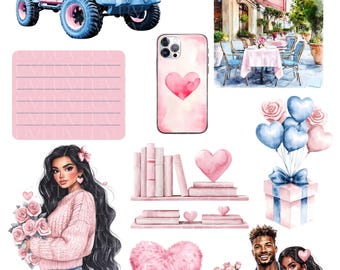 February Valentine Stickers: Goodnotes Precropped PNG (Digital Download)