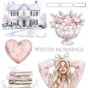 Winter Glow Digital Stickers: Goodnotes Planner Decorations (PNG, PDF Instructions)
