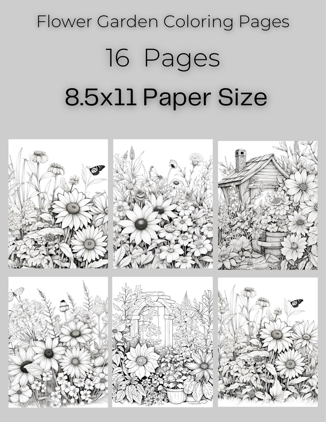 16 Printable Flower Garden Printable Coloring Pages Instant Etsy