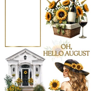 August sunflower Digital Stickers| Precropped Goodnotes