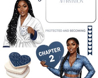 2026 February Black Women Digital Stickers| Journaling Stickers| Precropped Goodnotes