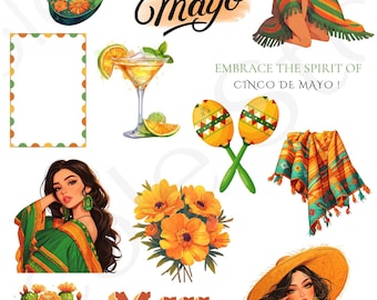 Cinco De Mayo Digital Stickers: Goodnotes PNG (Digital Download)
