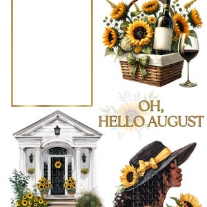 August sunflower Digital Stickers| Precropped Goodnotes