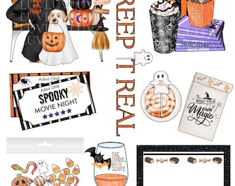 Halloween Digital Stickers| Precropped Goodnotes