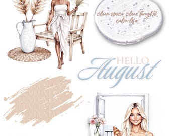 August Digital Stickers| Relax And Renew Affirmation Daily Stickers| Precropped Goodnotes