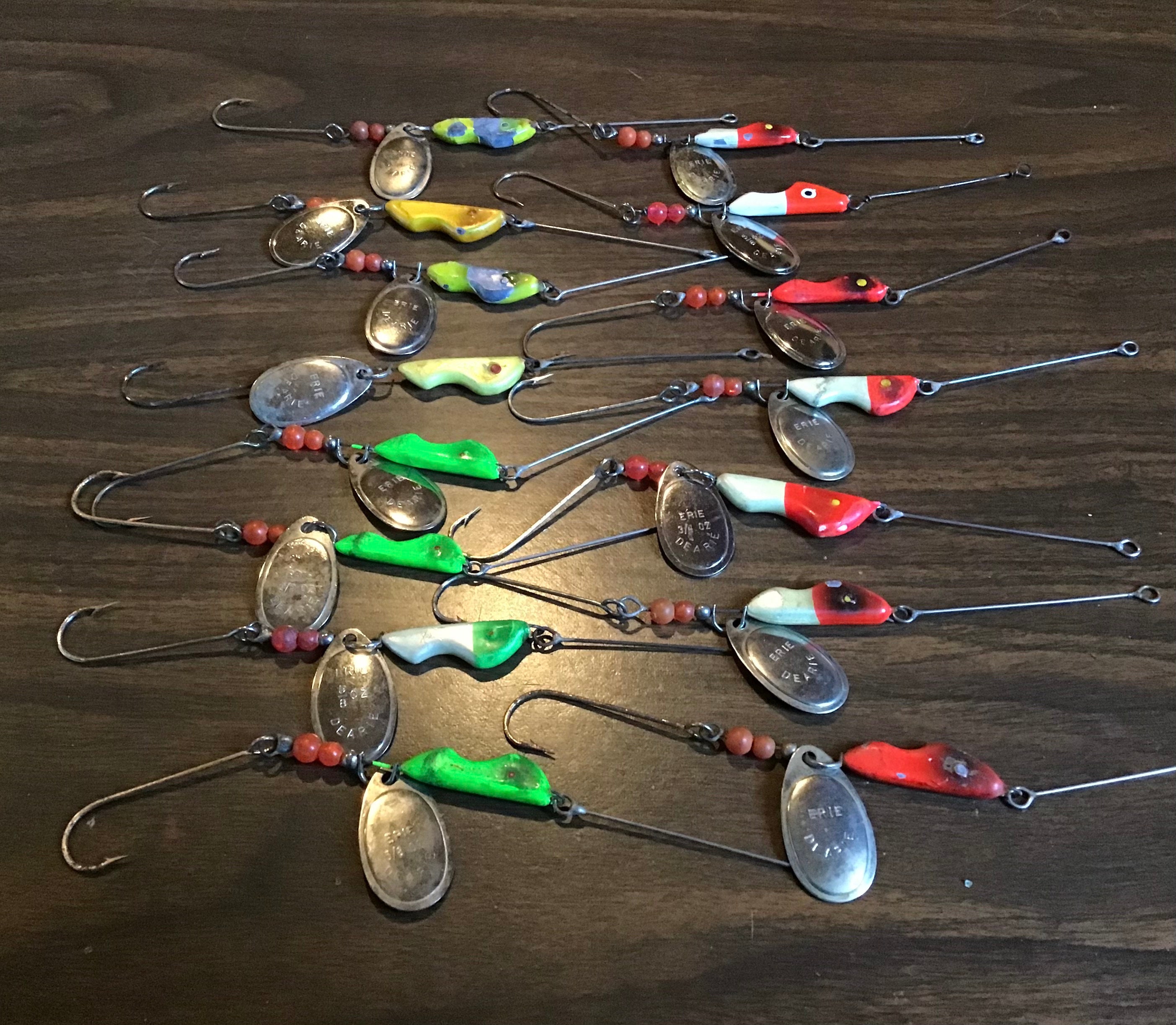 Vintage Collection of Erie Dearie Fishing Lures. Old Tackle for