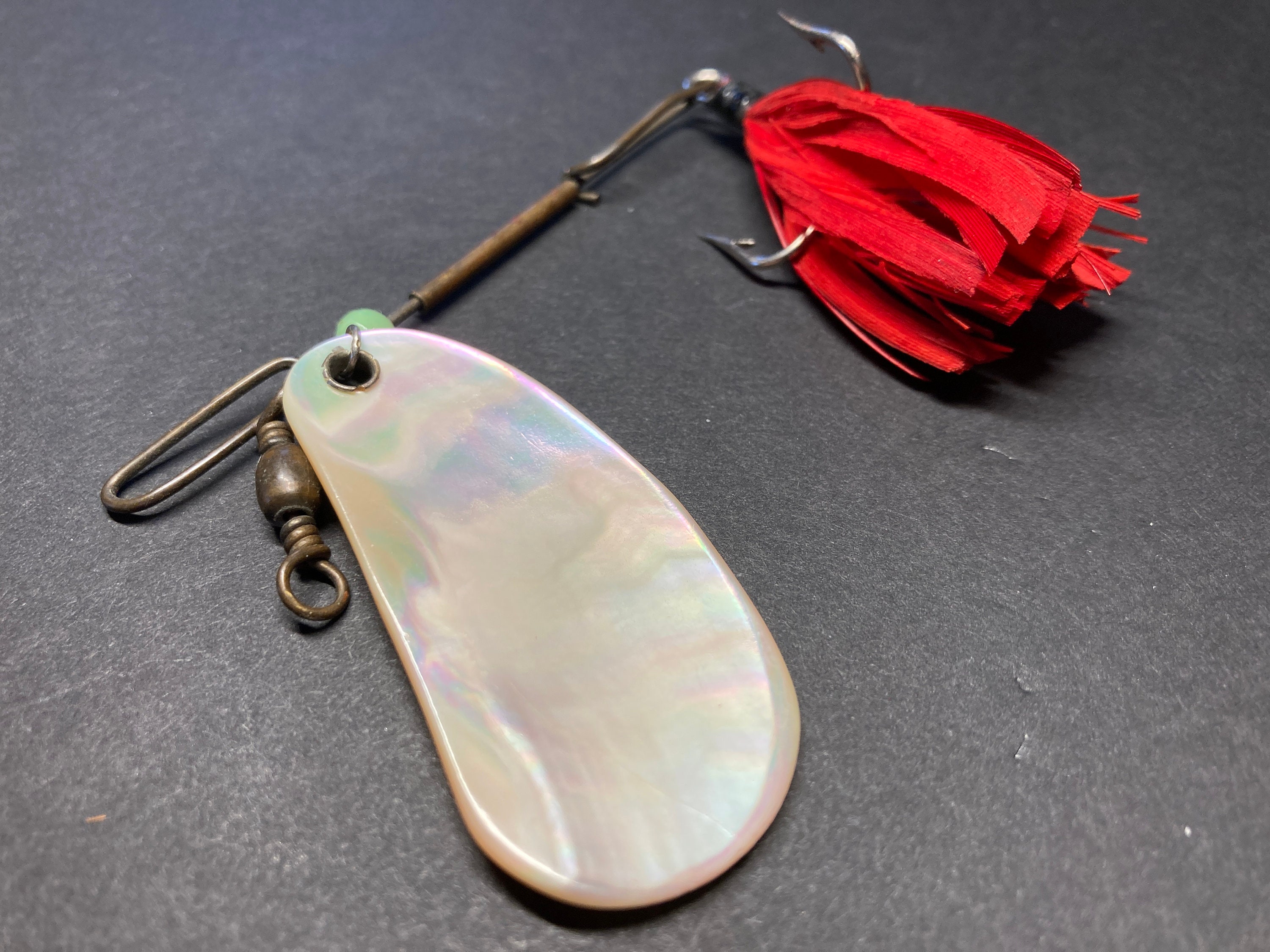 Beautiful Vintage Mother of Pearl Fishing Lure With Feathered Treble Hook.  Old Original Spinner Bait and Hardware. Great Shell Coloring! - Etsy