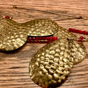 Old fishing tackle lure Vintage Dave Davis downrigger trolling salmon flasher spoons red beaded line with copper color hammered blades