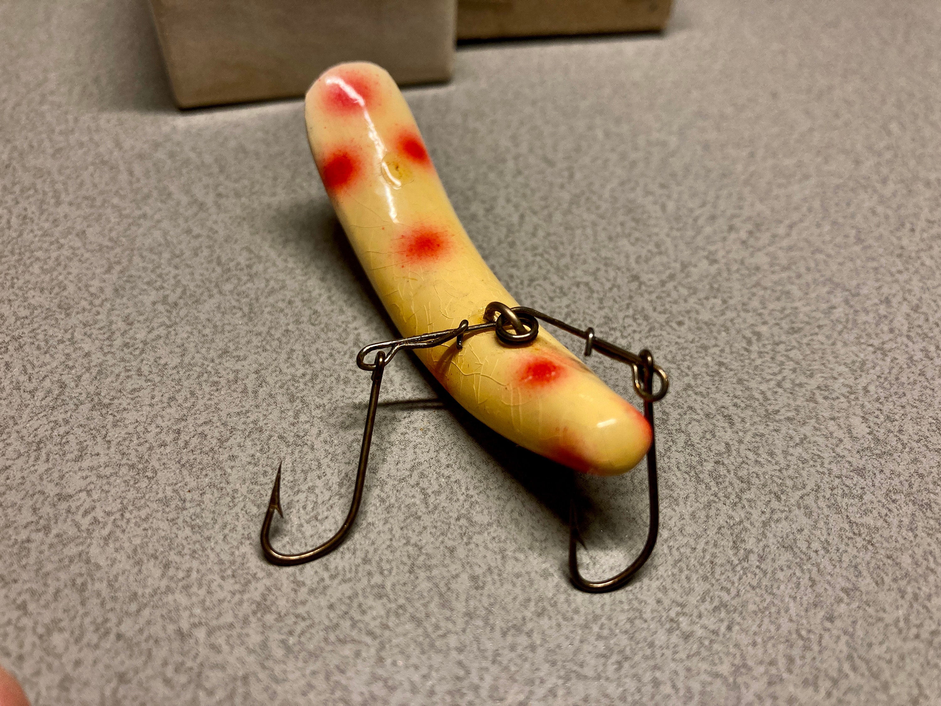 Lot De Leurres De Pêche Vintage En Bois Doré – Leures Anciens Pour Pêche Au Walleye