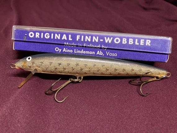 Rare Vintage Original Finn Wobbler Fishing Lure in Box Old Antique Minnow Bait  Tackle Mint Condition Balsa Wood -  Sweden