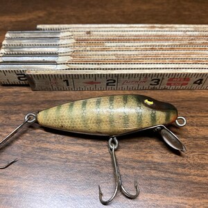 Leurre De Pêche Vintage Paw Paw - Popper En Bois - Perche - Topwater (USA)