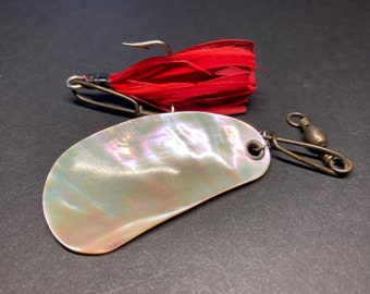 Beautiful Vintage Mother of Pearl Fishing Lure With Feathered Treble Hook.  Old Original Spinner Bait and Hardware. Great Shell Coloring! - Etsy