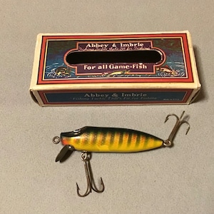 Vintage Abbey & Imbrie Fishing Lure With Box. Mint Collectible Condition in  Beautiful Color Painted Scheme. Model CE 49 Display Ready. 