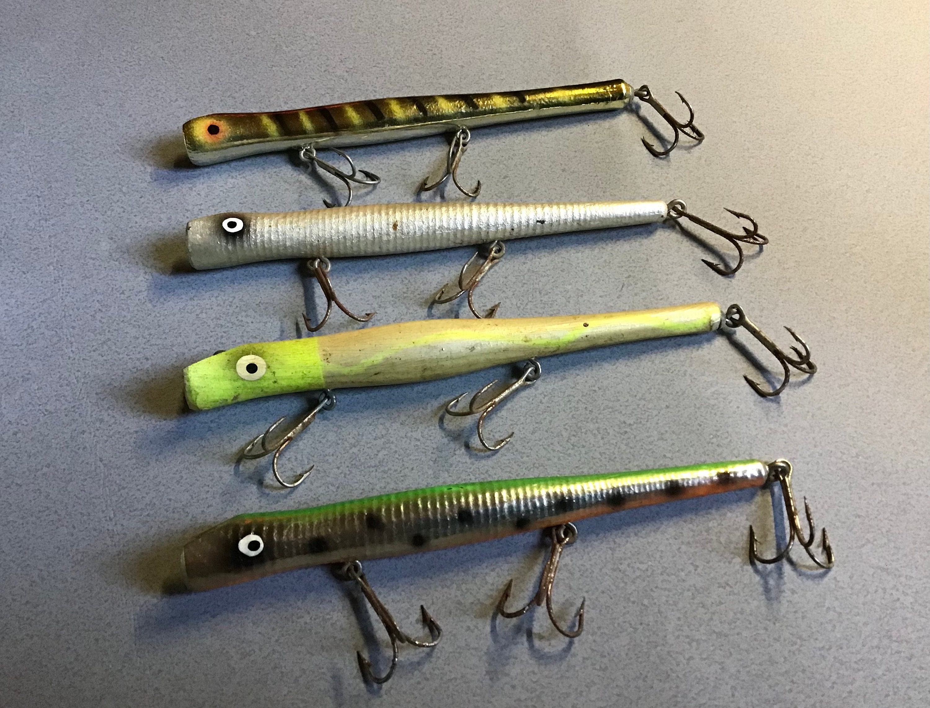 Vintage Wooden Walleye Fishing Lures. Handmade Tackle in MI. Old