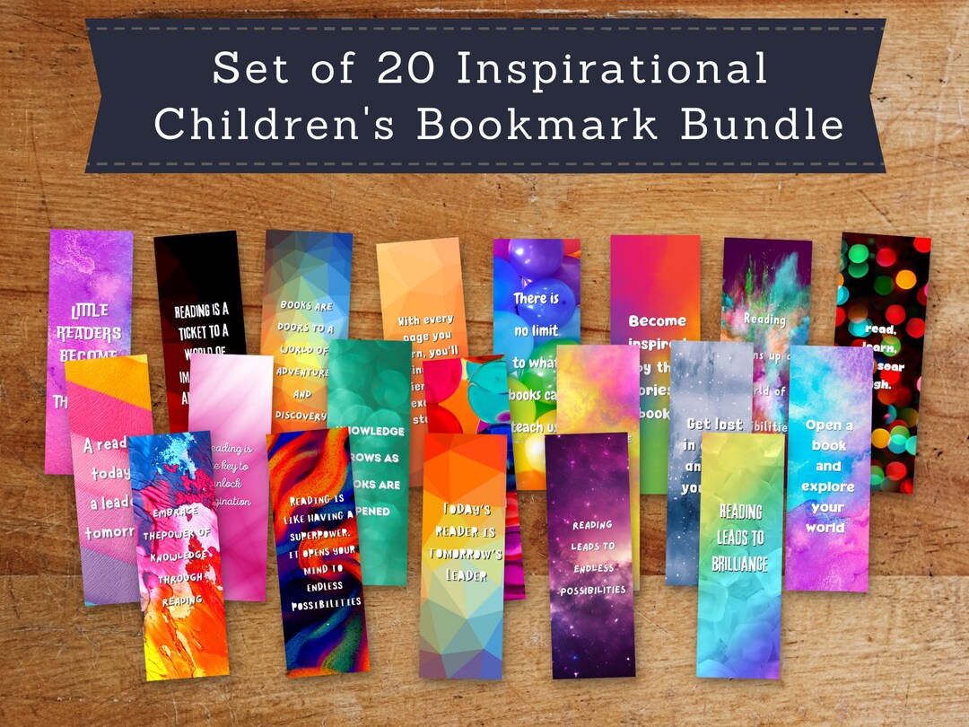 Printable Bookmarks Bundle Digital Download for Students Colorful Unique Inspirational Quote ...