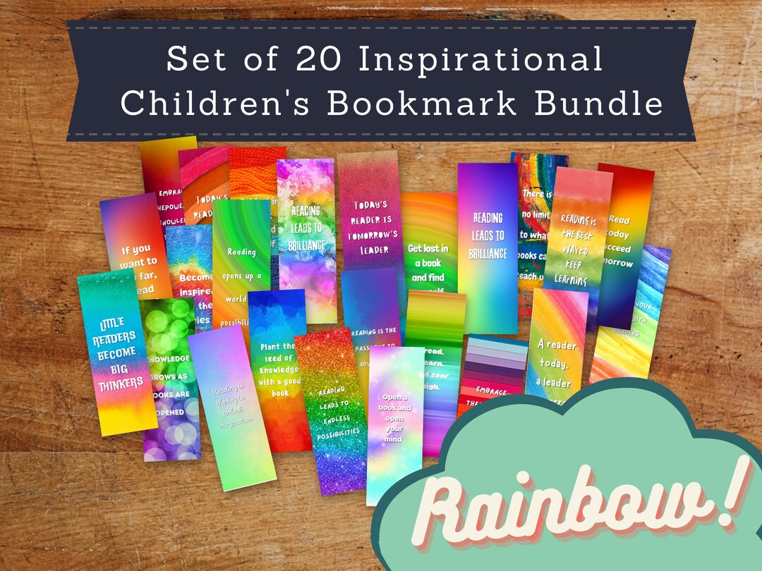 Printable Bookmark Bundle Digital Download Unique Rainbow Inspirational