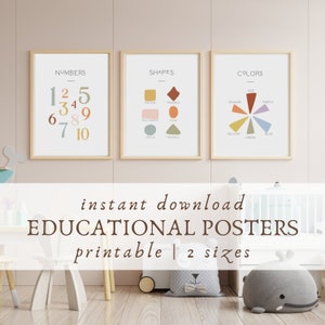 Set pädagogischer Kinderposter (Minimalistisch, erdiger Stil)