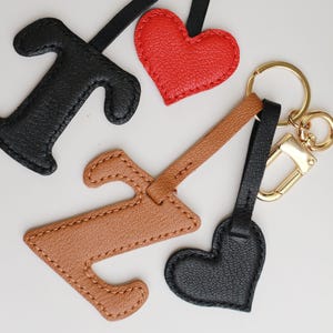 Personalized Leather Keychain Gift with Name, custom name keychain,fruit letter initial,alphabet bag charm, Leather Handbag and Purse Charm