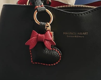 Heart Bag Charm,leather bag charm,Handmade Heart Car Charm, Cute Heart Leather Handbag/ Purse Charm, Heart Keychain,handmade  Heart Gift