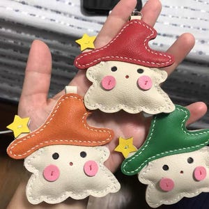 Leather Cute Elf bag Charm, Bag Charm, Leather Handbag & Purse Charm, kawaii Elf Keychain, Handmade Leather kawaii bag charm