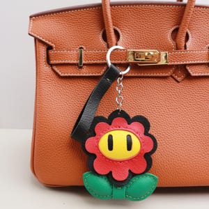 Leather Flower Charm,Leather bag charm,Handmade Floral Charm,Cute Flower Leather Handbag/ Purse Charm,Flower Keychain,Unique birthday gift