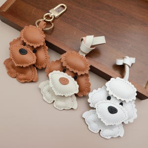 Personalized Poodle Bag Charm,leather bag charm,Unique Teddy Dog Bag Charm,Cute Key Chain,Animal Keychain,Dog Keychain,Handmade Leather Gift