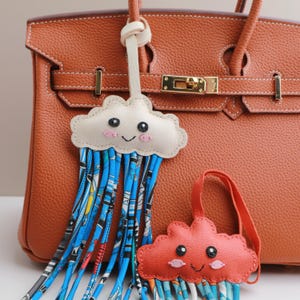 Handmade Cloud Bag charm,Leather bag charm,Cloud & tassel handbag charm,leather bag and Purse Charm,Cute bag accessories,Unique gift