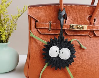 Handgemaakte Dust Bunny-bedel, leren tasbedel, leren handtas en portemonnee bedel, Dust Spirits-sleutelhanger, uniek klein cadeau, tasbedel voor handtas