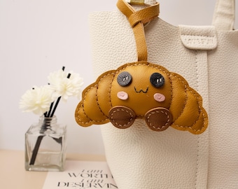 レザートーストバッグチャーム、ハンドメイドレザーバッグチャーム