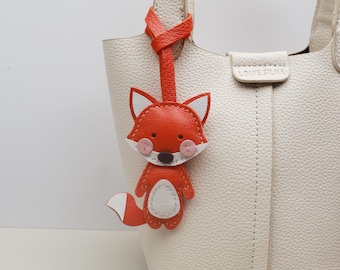 Handmade Fox Leather Bag Charm, Animal Key Charm,unique Handbag