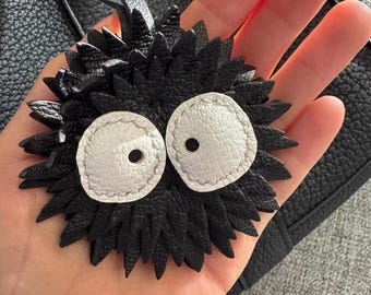 Leather Dust Bunny bag Charm,Leather bag Charm,Handmade Dust Spirits Keychain,Handbag Purse Pendant Car Hanging Anime Lovers Birthday Gift
