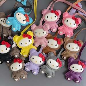 Berloque de bebê Hello Kitty, berloque de bolsa de couro, berloque de bolsa e carteira, chaveiro fofo de gatinho, presente para ela, berloque de bolsa exclusivo, presente de couro