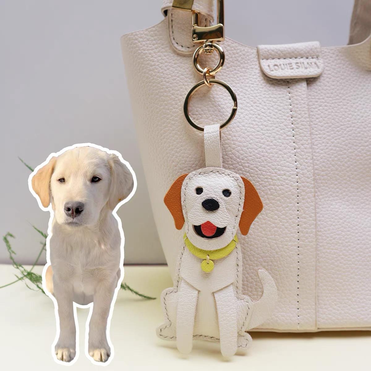 CUSTOM DOG Leather Charm, Leather Bag Charm, labrador Retriever Leather Handbag and Purse Charm, Custom Pet Keychain, Bag Charm for Handbag