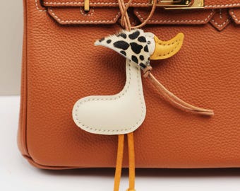 Handmade Leather Duck Bag Charm, Purse Accessory