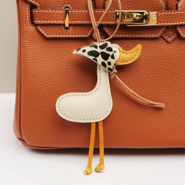 Dije de bolso de pato de cuero hecho a mano, accesorio para monedero