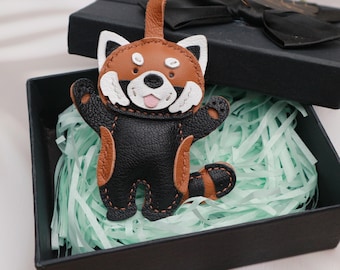 Handmade Leather Brown Bear Charm, Leather Bag Charm, Cute  Bear Keychain,Leather Handbag and Purse Charm,Bear Charm， keychain charm gift