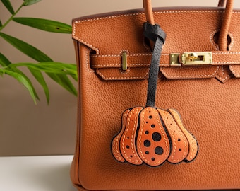 Handgemaakte leren pompoenbedel: tas, portemonnee en sleutelhangeraccessoire