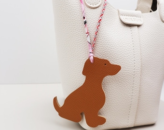 handmade dog Bag Charm,Leather Bag Charm,Unique Bag Charm,minimalists dog Key Chain,animal keychain,Dog Lovers Christmas Gift