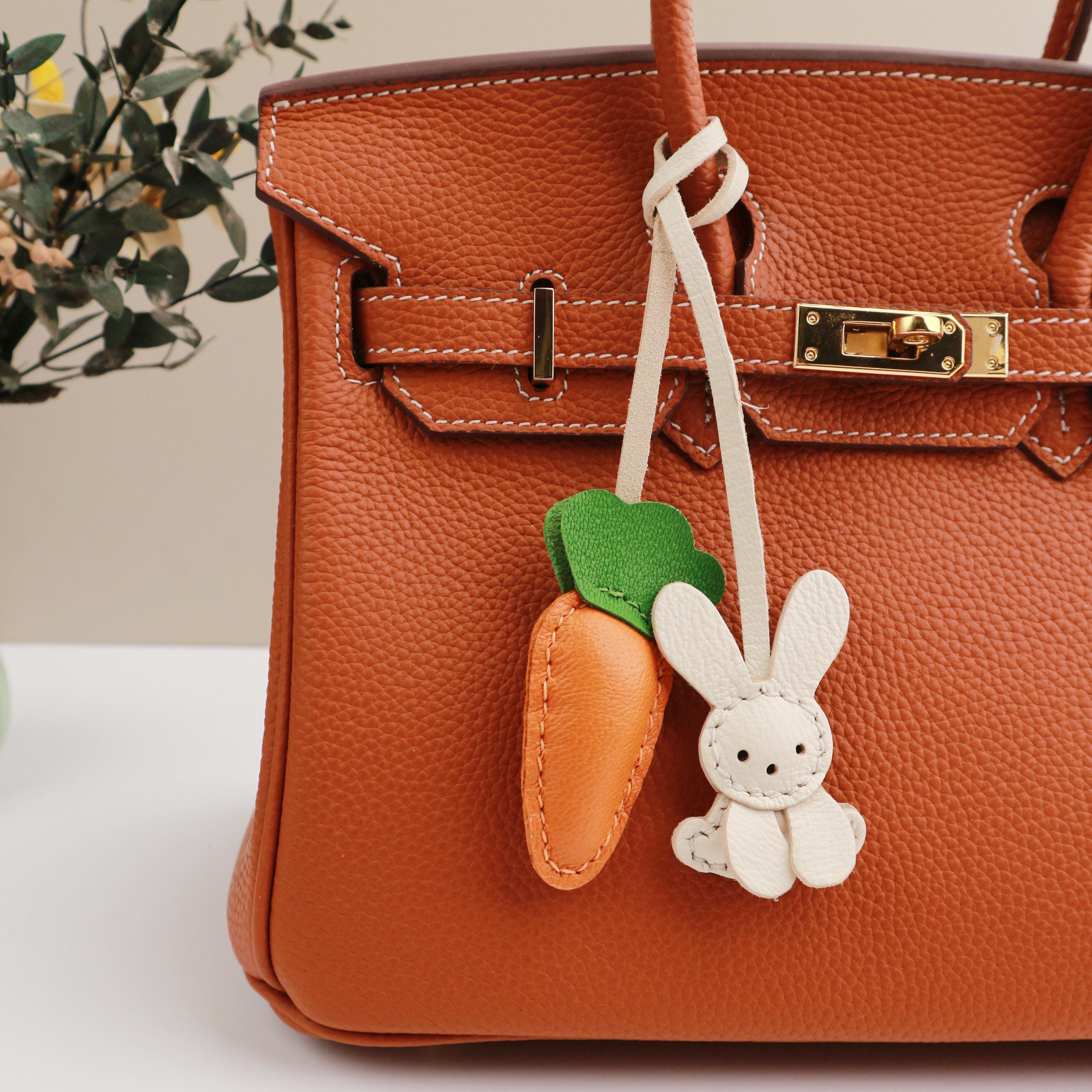 Little Rabbit With Carrot Charm, Leather Bag Charm,cute Rabbit
