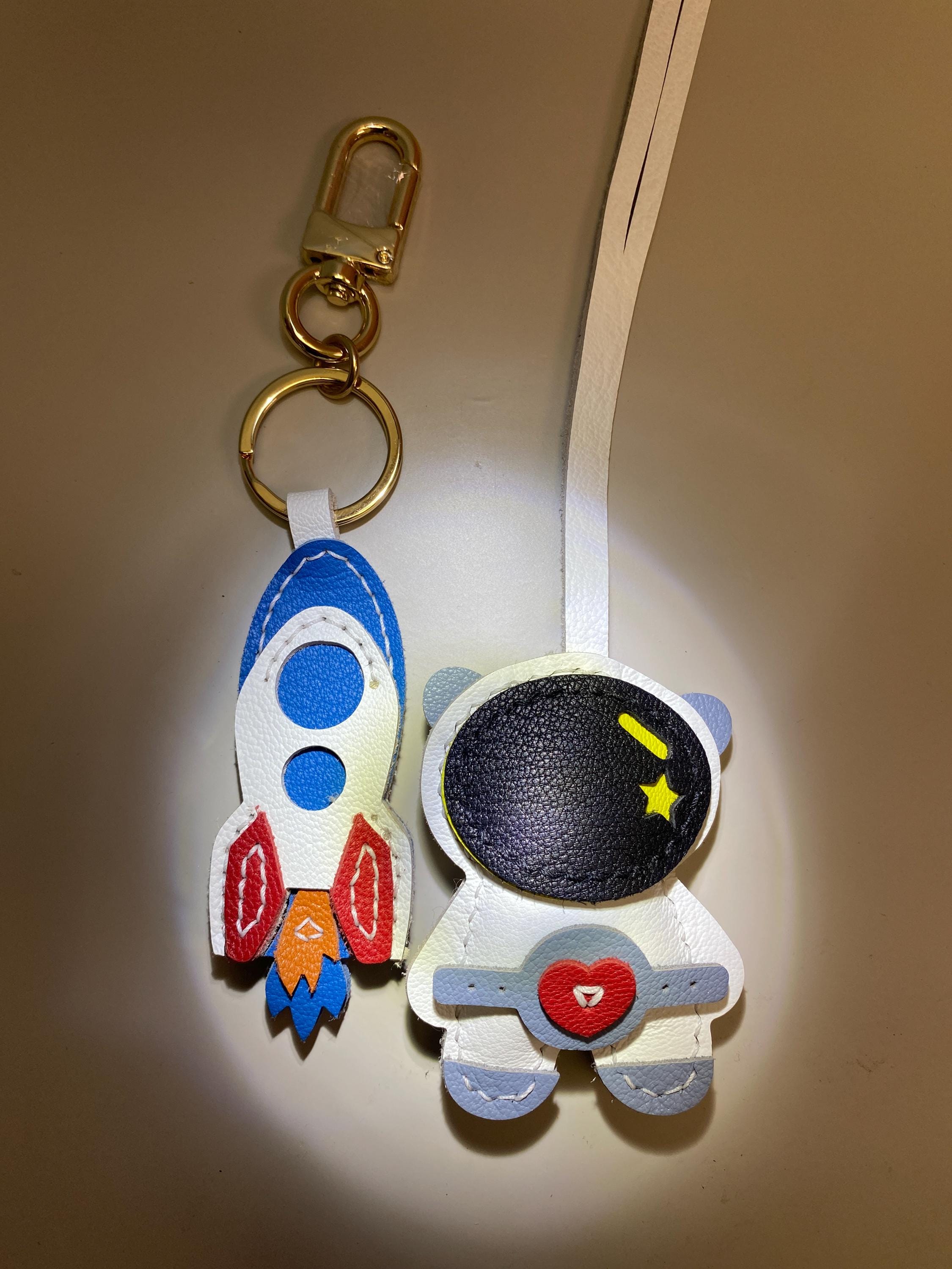 Rocket Bag Charm,leather Bag Charm,cute Astronaut Key Chain, Handmade ...