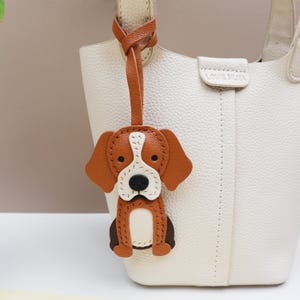 Handmade Leather dog Bag Charm,Leather Bag Charm,Cute Dog Keychain,Leather Handbag/ Purse Charm, animal keychain, Dog Lovers, Unique Gift