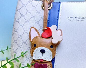 French Bulldog Bag Charm,leather Bag Charm,cute French Bulldog