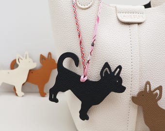レザーチワワチャーム、ハンドメイド犬用バッグチャーム、かわいい