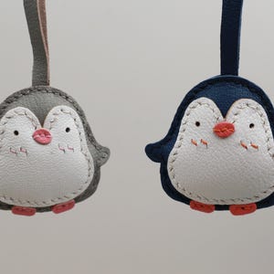 Dije de pingüino de cuero, dije de pingüino para bolso, lindo dije de pingüino para bolso y monedero de cuero, llavero de animal, kit de cuero, dije para bolso imagen 4