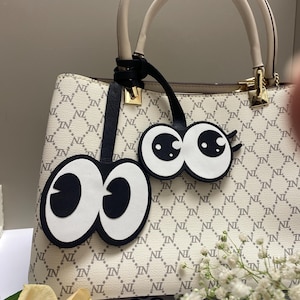 Cute big eye Charm,Leather Bag Charm,Leather Handbag and Purse Charm,Cute eye Keychain,Leather Gift,Bag Charm for Handbag,kawaii bag charm