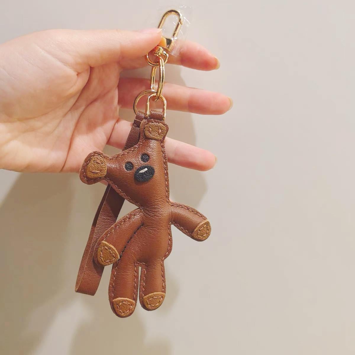 Handmade Bear  Charm, leather bag charm,Bear Bag Charm, Cute Bear Leather Handbag and Purse Charm,Bear Keychain，Unique holiday gift