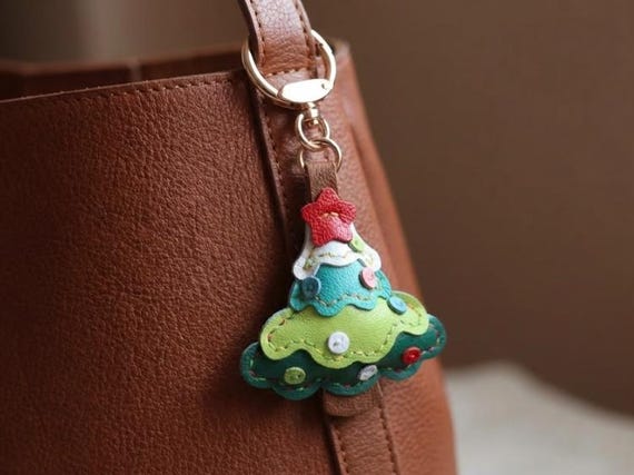 Leather Christmas Tree Charm,leather Bag Charm,leather Handbag