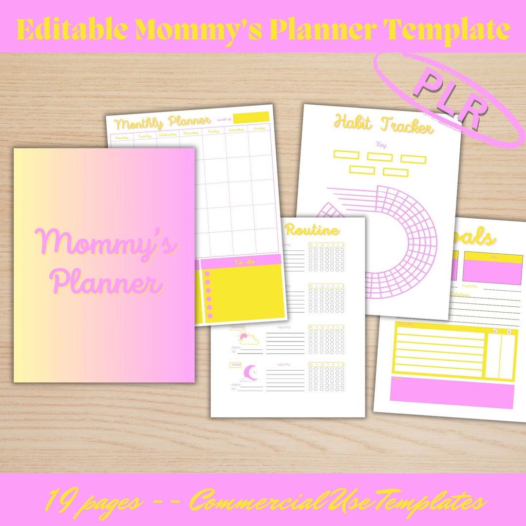 Editable Mommy's Planner PLR Template, Editable in Canva, Mothers Day ...